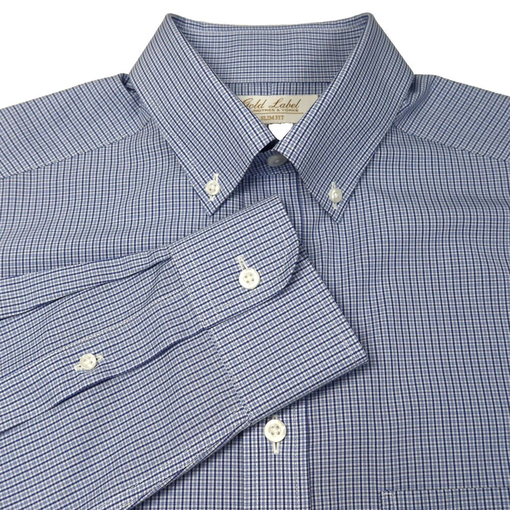 NEW Roundtree & Yorke Gold Label Shirt Men 14.5x32 SLIM FIT Non-Iron Long Sleeve